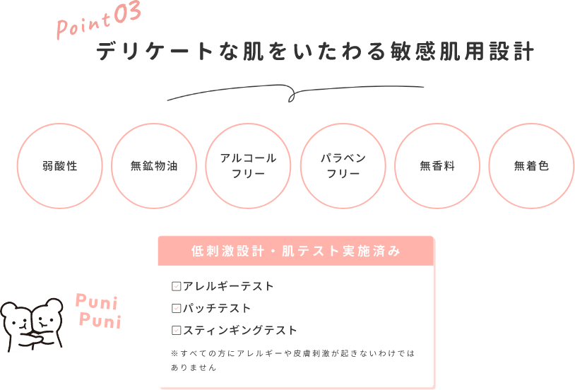 point3 デリケートな肌をいたわる敏感肌用設計