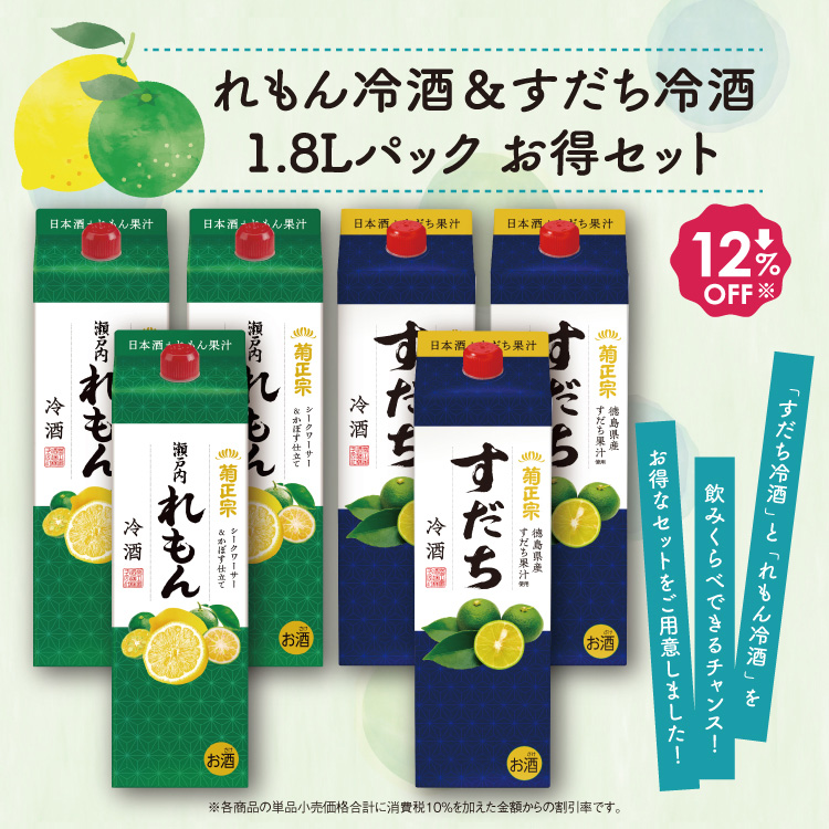 「菊正宗 れもん冷酒＆すだち冷酒 1.8Lパック お得セット」